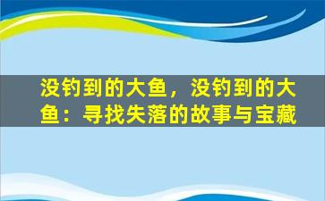 没钓到的大鱼，没钓到的大鱼：寻找失落的故事与宝藏