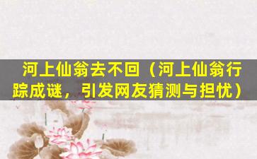 河上仙翁去不回（河上仙翁行踪成谜，引发网友猜测与担忧）