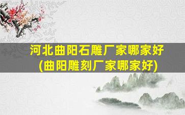 河北曲阳石雕厂家哪家好(曲阳雕刻厂家哪家好)