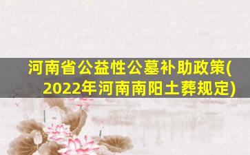 河南省公益性公墓补助政策(2022年河南南阳土葬规定)