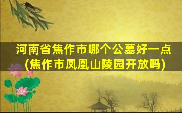 河南省焦作市哪个公墓好一点(焦作市凤凰山陵园开放吗)