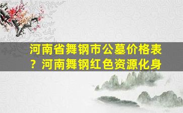 河南省舞钢市公墓价格表？河南舞钢红色资源化身
