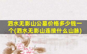 泗水无影山公墓价格多少钱一个(泗水无影山连接什么山脉)
