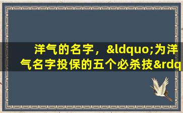 洋气的名字，“为洋气名字投保的五个必杀技”。
