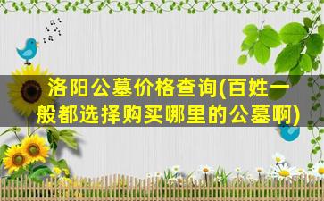 洛阳公墓价格查询(百姓一般都选择购买哪里的公墓啊)
