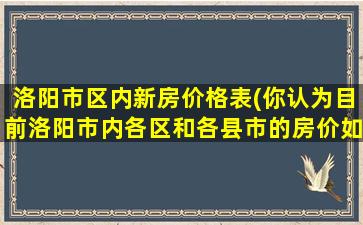 洛阳市区内新房价格表(你认为目前洛阳市内各区和各县市的房价如何未来走向又会如何)