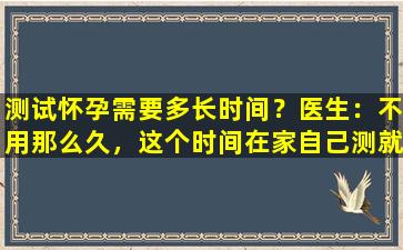 测试怀孕需要多长时间？医生：不用那么久，这个时间在家自己测就行
