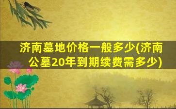 济南墓地价格一般多少(济南公墓20年到期续费需多少)