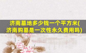 济南墓地多少钱一个平方米(济南购墓是一次性永久费用吗)