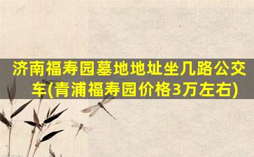 济南福寿园墓地地址坐几路公交车(青浦福寿园价格3万左右)