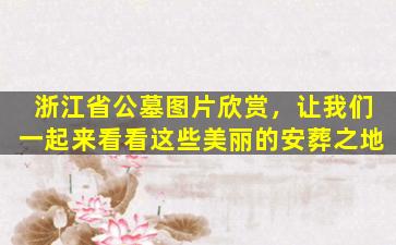浙江省公墓图片欣赏，让我们一起来看看这些美丽的安葬之地