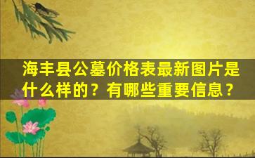 海丰县公墓价格表最新图片是什么样的？有哪些重要信息？