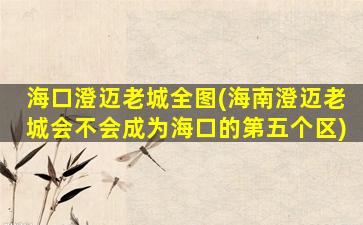 海口澄迈老城全图(海南澄迈老城会不会成为海口的第五个区)
