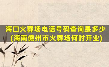 海口火葬场电话号码查询是多少(海南儋州市火葬场何时开业)
