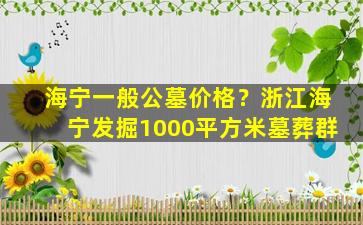海宁一般公墓价格？浙江海宁发掘1000平方米墓葬群