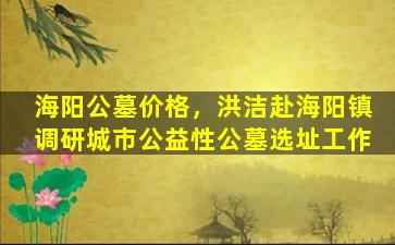 海阳公墓价格，洪洁赴海阳镇调研城市公益性公墓选址工作
