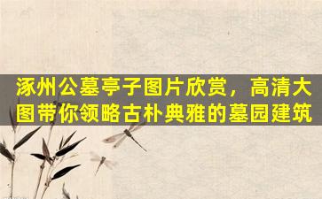 涿州公墓亭子图片欣赏，高清大图带你领略古朴典雅的墓园建筑