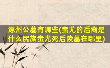 涿州公墓有哪些(蚩尤的后裔是什么民族蚩尤死后陵墓在哪里)