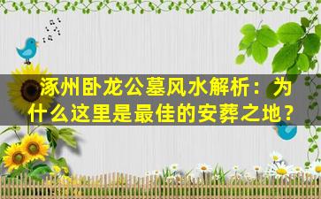 涿州卧龙公墓风水解析：为什么这里是最佳的安葬之地？