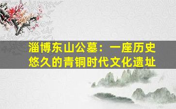 淄博东山公墓：一座历史悠久的青铜时代文化遗址