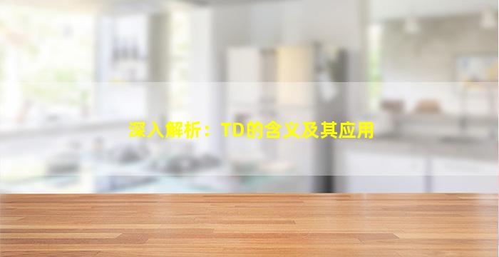 深入解析：TD的含义及其应用