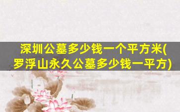 深圳公墓多少钱一个平方米(罗浮山永久公墓多少钱一平方)