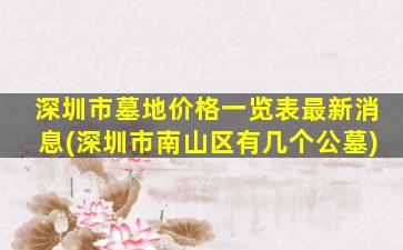 深圳市墓地价格一览表最新消息(深圳市南山区有几个公墓)