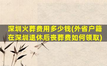深圳火葬费用多少钱(外省户籍在深圳退休后丧葬费如何领取)