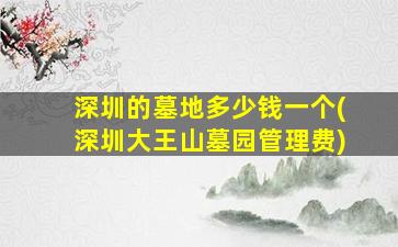 深圳的墓地多少钱一个(深圳大王山墓园管理费)