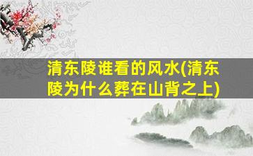 清东陵谁看的风水(清东陵为什么葬在山背之上)
