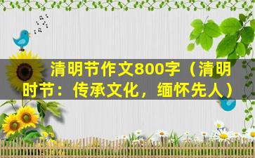 清明节作文800字（清明时节：传承文化，缅怀先人）
