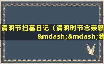 清明节扫墓日记（清明时节念亲恩——我的扫墓日记）