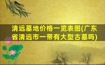 清远墓地价格一览表图(广东省清远市一带有大型古墓吗)