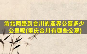 渝北两路到合川的连界公墓多少公里呢(重庆合川有哪些公墓)
