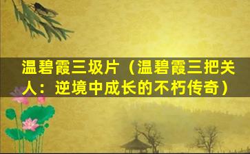 温碧霞三圾片（温碧霞三把关人：逆境中成长的不朽传奇）