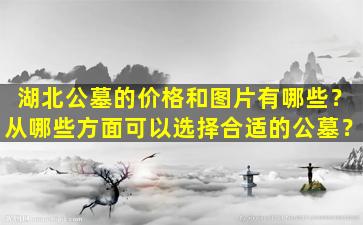 湖北公墓的价格和图片有哪些？从哪些方面可以选择合适的公墓？