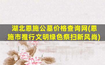 湖北恩施公墓价格查询网(恩施市推行文明绿色祭扫新风尚)