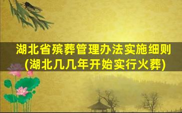 湖北省殡葬管理办法实施细则(湖北几几年开始实行火葬)