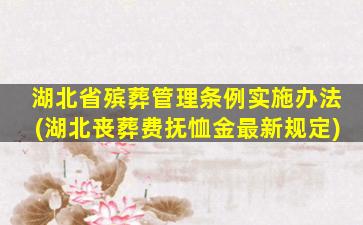 湖北省殡葬管理条例实施办法(湖北丧葬费抚恤金最新规定)
