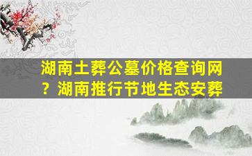 湖南土葬公墓价格查询网？湖南推行节地生态安葬