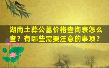 湖南土葬公墓价格查询表怎么查？有哪些需要注意的事项？