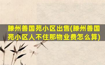 滕州善国苑小区出售(滕州善国苑小区人不住那物业费怎么算)