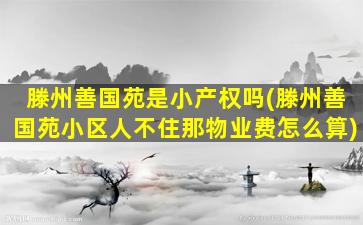 滕州善国苑是小产权吗(滕州善国苑小区人不住那物业费怎么算)