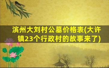 滨州大刘村公墓价格表(大许镇23个行政村的故事来了)