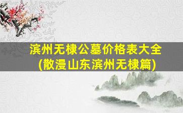 滨州无棣公墓价格表大全(散漫山东滨州无棣篇)
