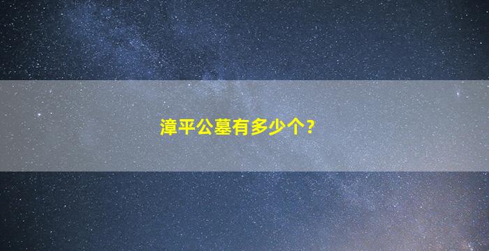 漳平公墓有多少个？