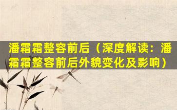 潘霜霜整容前后（深度解读：潘霜霜整容前后外貌变化及影响）