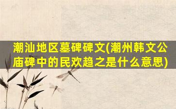 潮汕地区墓碑碑文(潮州韩文公庙碑中的民欢趋之是什么意思)