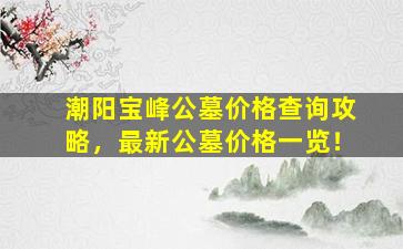 潮阳宝峰公墓价格查询攻略，最新公墓价格一览！