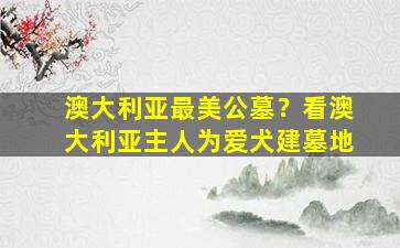 澳大利亚最美公墓？看澳大利亚主人为爱犬建墓地